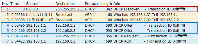 Wiresharkで採取した不正なDHCPサーバーからの応答