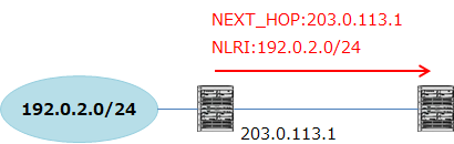 192.0.2.0/24が直結したネットワークの場合、自身のIPアドレスをNET_HOPとする。
